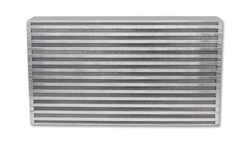 Vibrant intercooler core with 17.75-inch length, 9.85-inch height, and 3.5-inch thickness, designed for vehicle cooling systems.