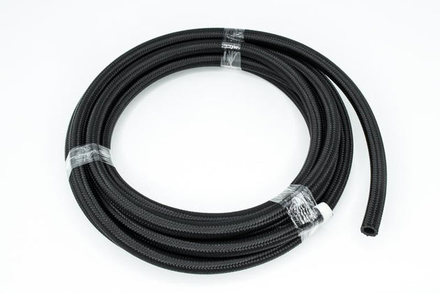 DeatschWerks 8AN black nylon braided CPE hose, 20 feet long, durable automotive fuel and fluid hose with secure fittings