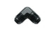 Vibrant aluminum -4AN 90-degree flare union fitting, showcasing its compact, angled design for precision fluid connections.