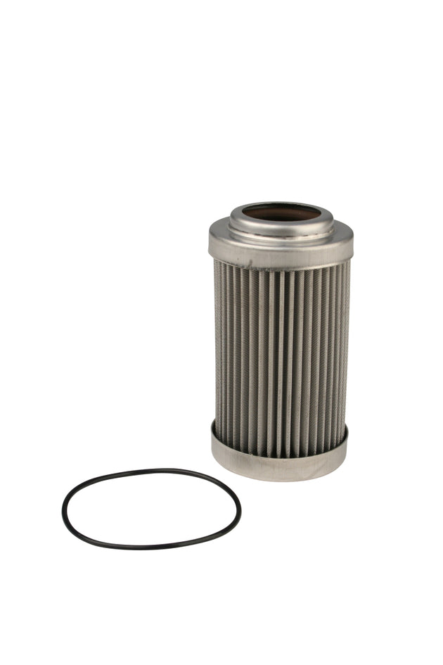 Aeromotive 40 Micron stainless steel fuel filter element for fuel filters, showing the clean, metal mesh filtering surface.