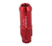 NRG 700 Series M12 x 1.5 steel lug nuts with dust cap cover set, locks, and lock socket in red for vehicle wheels.