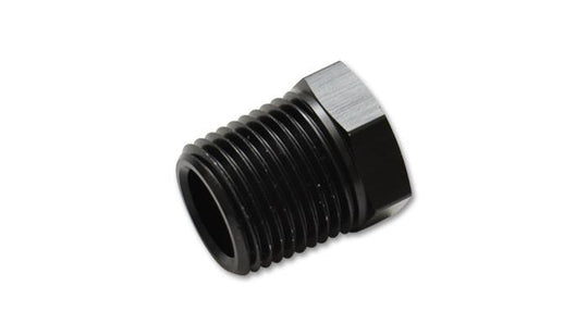 Vibrant -12AN Flare Plugs aluminum fittings with vibrant orange color and threaded flare design for high-performance automotive use.