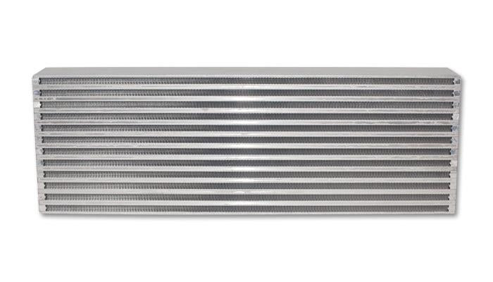 Vibrant intercooler core with 24x8x3.5 inch aluminum construction, featuring fins and end tanks for efficient cooling.