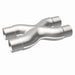 MagnaFlow Smooth Trans X 2.25/2.25 stainless steel X pipe for automotive exhaust systems, with a polished finish.