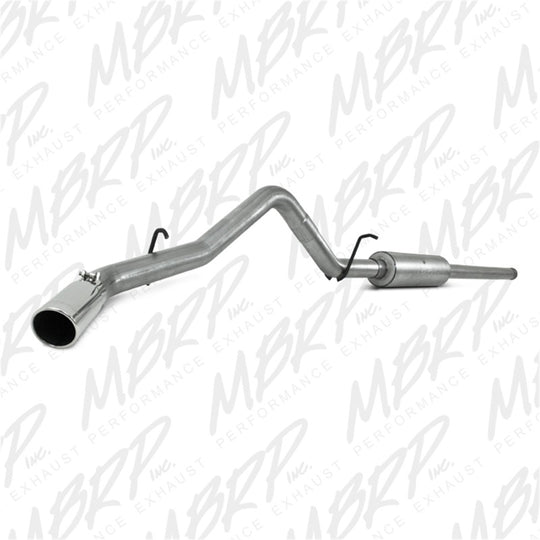 MBRP catback exhaust system for 2009 Chevrolet/GMC 1500 4.8L/5.3L engine, single side, with polished stainless steel pipes.