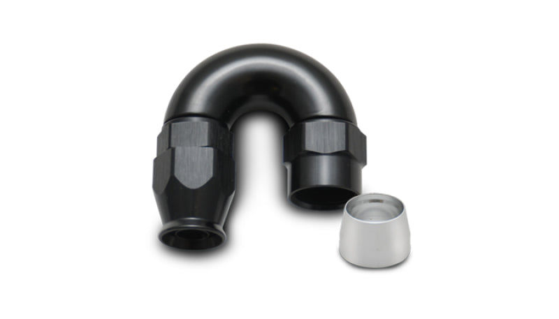 Vibrant 180-degree high flow hose end fitting for PTFE lined hoses, compatible with -12AN size, in a durable metal finish.