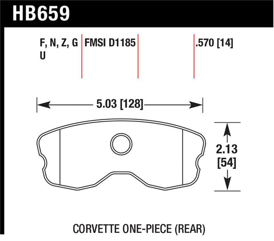 Hawk Performance rear HPS street brake pads for Chevy Corvette 2006-2010 with improved pad design, performance brake pads.
