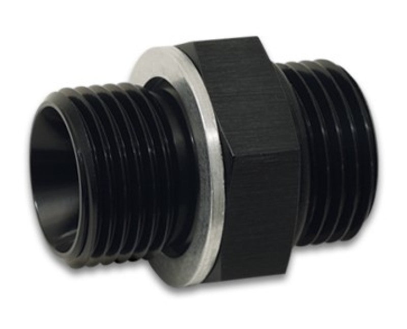 Vibrant straight adapter fitting from -8AN to 18mm x 1.5 with O-ring, used for high-performance fluid connections.