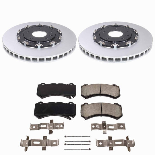 PowerStop front Z17 coated brake kit for Chevrolet Corvette 2015-2019, performance brake components with black finish.