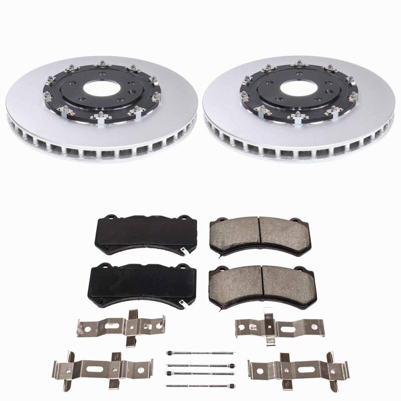 PowerStop front Z17 coated brake kit for Chevrolet Corvette 2015-2019, performance brake components with black finish.