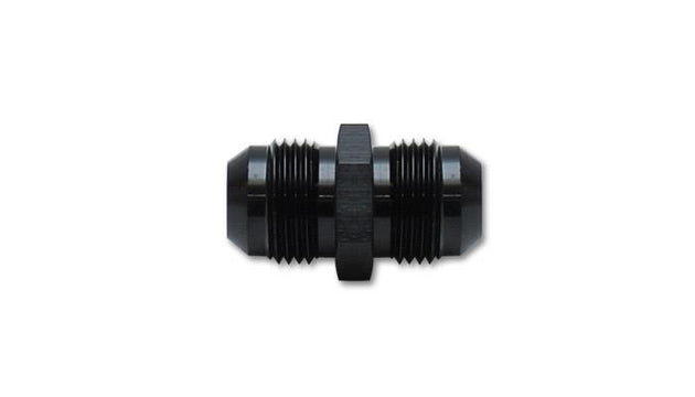Vibrant aluminum -16AN to -16AN straight union adapter fitting showing smooth metallic finish and threaded ends for secure connection.