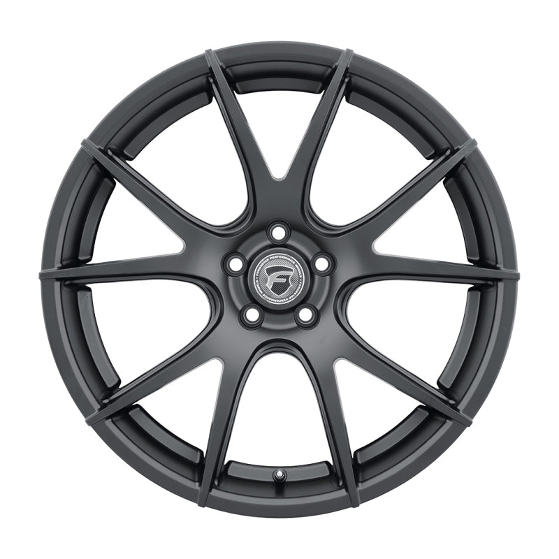 Forgestar CF5V satin black 19x10 cast wheel with 5x120.65 bolt pattern, ET30 offset, and 6.7-inch backspace.