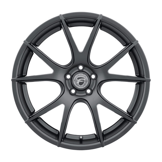 Forgestar CF5V satin black 19x10 cast wheel with 5x120.65 bolt pattern, ET30 offset, and 6.7-inch backspace.