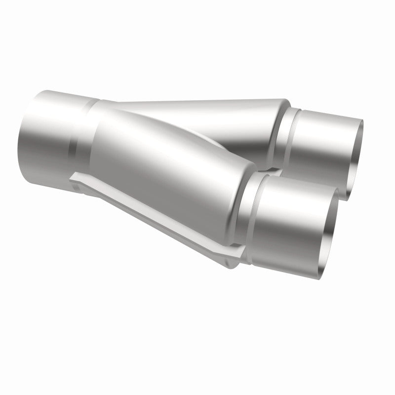 MagnaFlow Y Pipe, smooth transition design, 2.5/3 inch diameter, aluminum material, for automotive exhaust systems.
