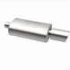 MagnaFlow muffler with tip, model RS 14X5X8, featuring dual inlet and outlet pipes, installed on a vehicle exhaust system.