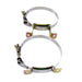 Nitrous Express stainless steel bottle brackets for 10 and 15-pound aluminum nitrous oxide bottles, designed for secure mounting.