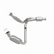 MagnaFlow direct fit catalytic converter for Chevy Avalanche 2009-2013 5.3L engine, showcasing the metal construction and inlet/outlet ports.