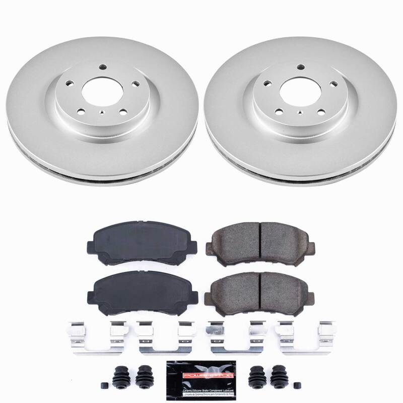 PowerStop Z23 coated brake kit for 2009-2014 Nissan Maxima front brake system with performance brake components.