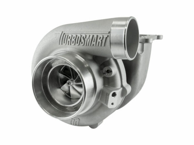 Turbosmart TS-1 oil-cooled external wastegate turbocharger with V-band inlet and outlet, A/R 1.00, featuring a compact, high-performance design.