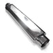 Stainless Works smooth oval muffler, 24 inches long with 2.5-inch inlet openings, designed for vehicle exhaust systems.