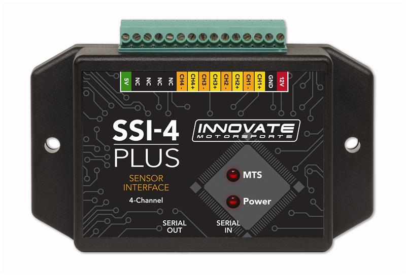 Innovate SSI-4 Plus 4-channel sensor interface performance monitor by Innovate Motorsports showing device with multiple connection ports.