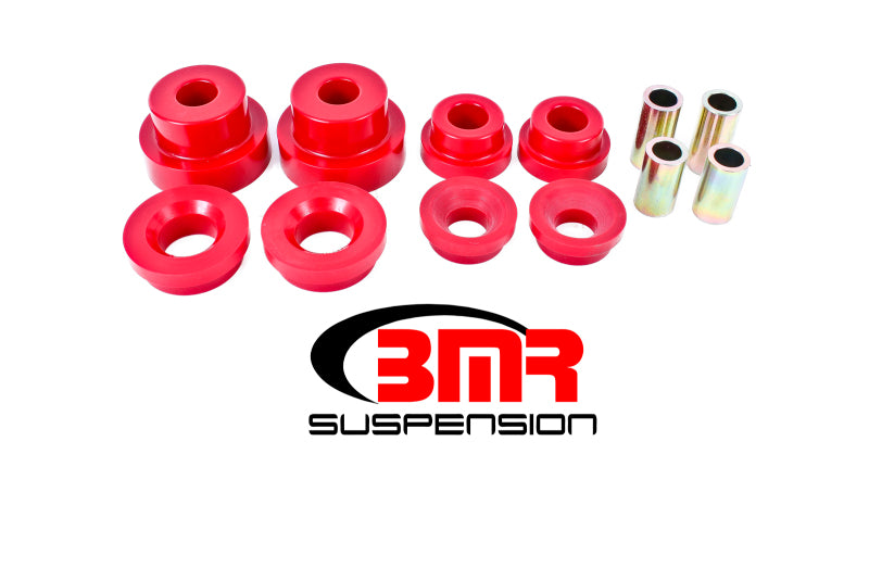 BMR Suspension BMR 10-15 5th Gen Camaro rear differential cradle bushing kit with red polyurethane bushings.
