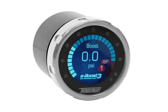 Turbosmart eBoost3 3 Bar 60mm 4 Port boost controller in silver, featuring multiple adjustment ports and compact design.