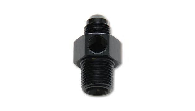 Vibrant -6AN male to 1/4 inch NPT male union adapter fitting with 1/8 inch NPT port, metal construction for automotive use