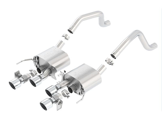 Borla catback exhaust system for 2015 Chevy Corvette C7 ZO6 6.2L, with quad RD RL tips and center rear exit design.