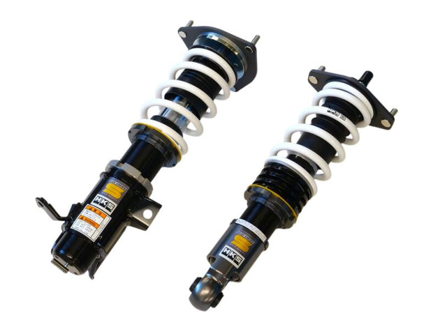 HKS Hipermax MAX S coilover kit installed on 2022+ Toyota GR86 FA24 ZN8 sports car, showing the suspension components.