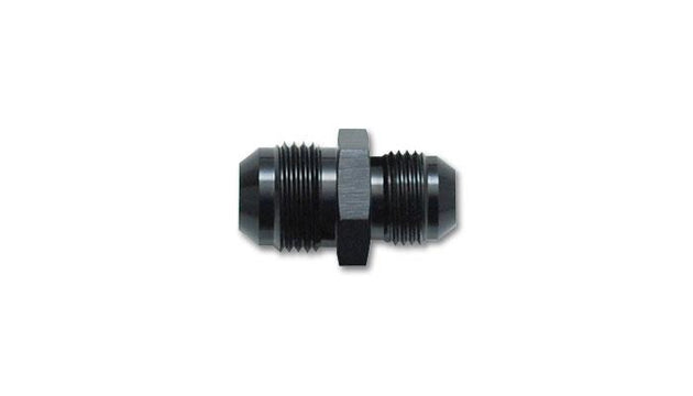 Vibrant aluminum -6AN to -10AN reducer adapter fitting for automotive fluid connections, showing the fitting's detailed design.