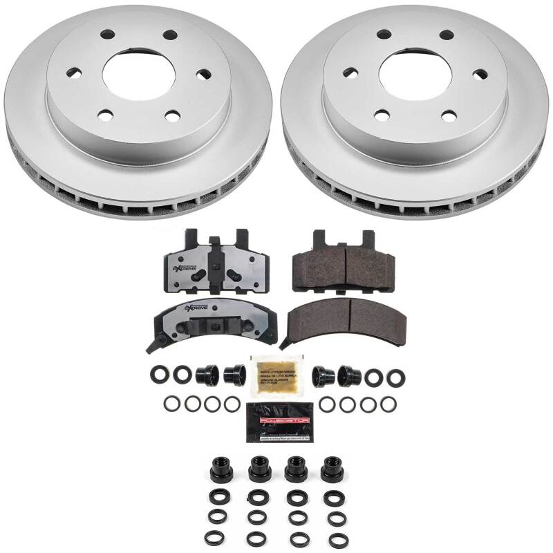 PowerStop front Z36 coated brake kit for 1999-2000 Cadillac Escalade, designed for truck and tow performance braking.