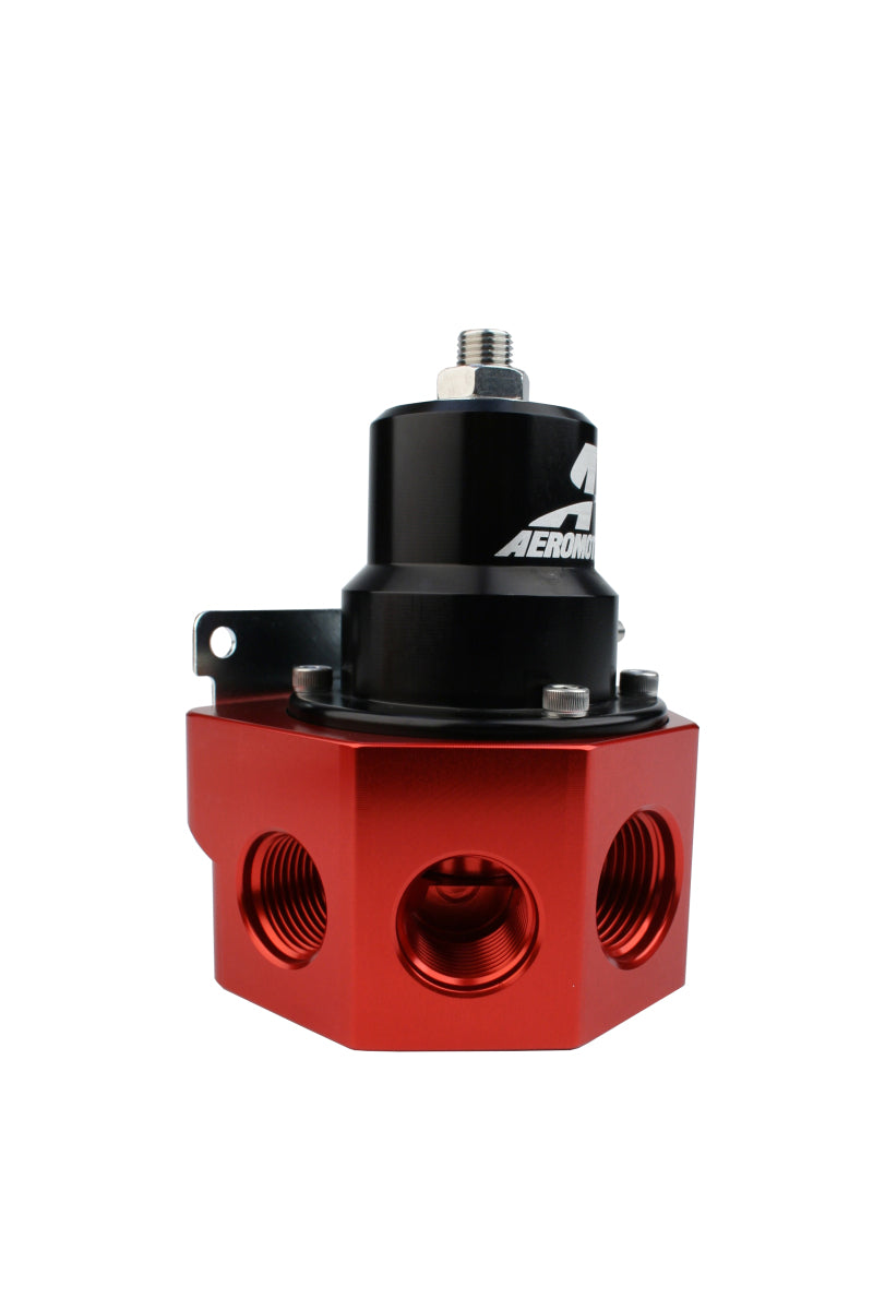 Aeromotive A2000 carbureted bypass fuel pressure regulator with four ports, designed for precise fuel system regulation.