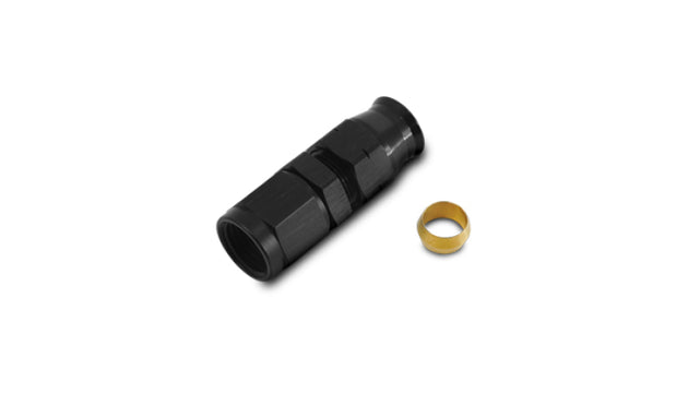 Vibrant -8AN female to 1/2 inch tube adapter fitting with brass olive insert, suitable for hydraulic or fluid system connections.