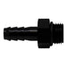 DeatschWerks 6AN ORB male to 5/16-inch male triple barb fitting with O-ring, anodized matte black for fuel or oil lines.
