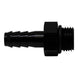 DeatschWerks 6AN ORB male to 5/16-inch male triple barb fitting with O-ring, anodized matte black for fuel or oil lines.