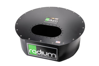 Radium Engineering 10.5-gallon replacement fuel cell can for spare tire with fuel tank design, suitable for automotive use