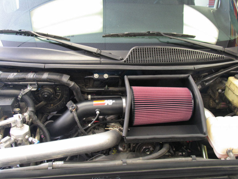 K&N Engineering cold air intake kit for 2004-2005 GM TopKick/Kodiak V8-6.6 diesel truck, showing the intake components.