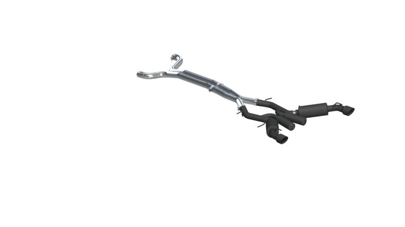 MBRP black 3-inch dual catback exhaust system with 4.5-inch tips for 2016-2019 Chevrolet Camaro SS 6-speed, non-NPP model.