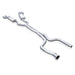 Stainless Works 3-inch dual turbo cat-back exhaust system with mufflers for CTSV, featuring polished stainless steel pipes and dual outlets.