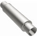 MagnaFlow Mag SS 4X4X14 3 muffler for trucks, showing the stainless steel construction and inlet and outlet pipes.