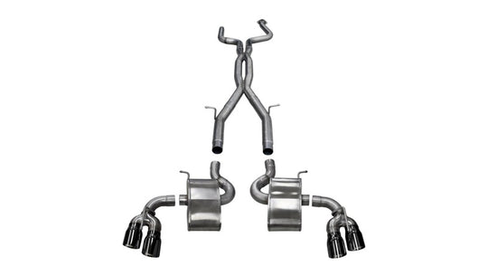 Corsa Performance catback exhaust system for 2016-2024 Chevy Camaro SS with dual rear exit and black PVD tips