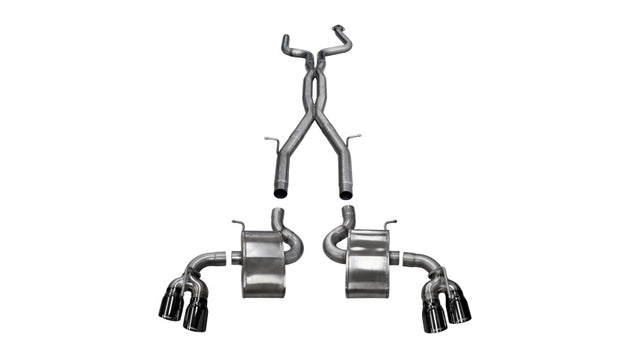 Corsa Performance catback exhaust system for 2016-2024 Chevy Camaro SS with dual rear exit and black PVD tips