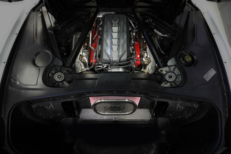K&N Engineering cold air intake system for 2020-2021 Chevrolet Corvette Stingray 6.2L V8 engine, featuring high-performance air filters and tubing.