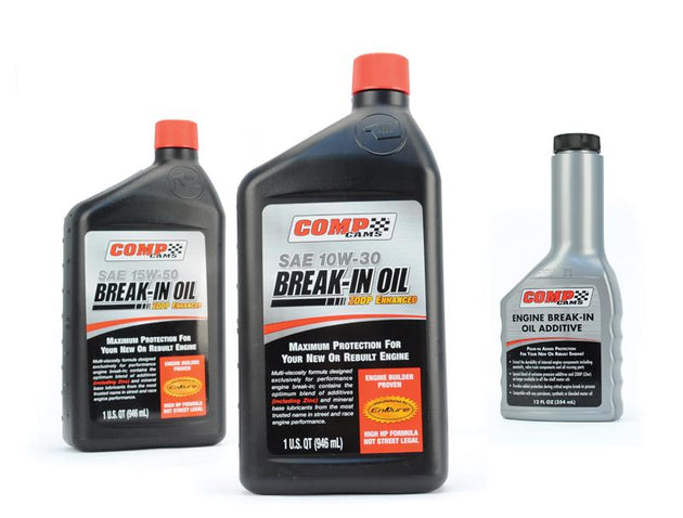 COMP Cams motor oil camshaft break-in lube 12 oz container, showing the product bottle with label for engine assembly lubrication