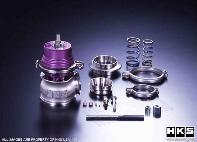 HKS GTII 60mm wastegate with metallic body and adjustable actuator for turbocharged engines, designed for performance vehicles.