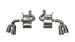 Polished CORSA Performance axle-back exhaust for Chevrolet Camaro SS 2017-2024 with 6.2L V8 engine, featuring dual tips and sleek finish.