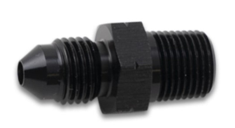 Vibrant BSPT adapter fitting -8 AN to 1/2 inch -14 for hydraulic or fuel line connections, shown on a clean background.