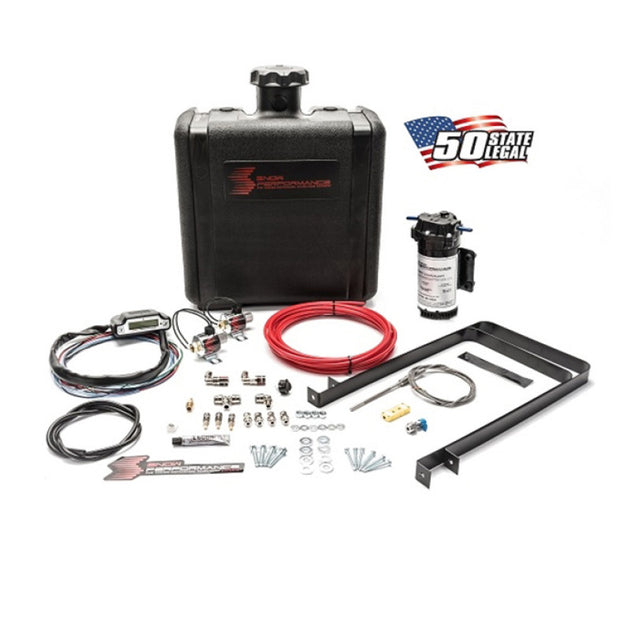 Snow Performance Stage 3 Boost Cooler water methanol injection kit with red high-temp tubing and quick fittings.