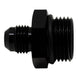 DeatschWerks 10AN ORB male to 6AN male flare adapter with O-ring, matte black anodized fitting for fuel and fluid connections.